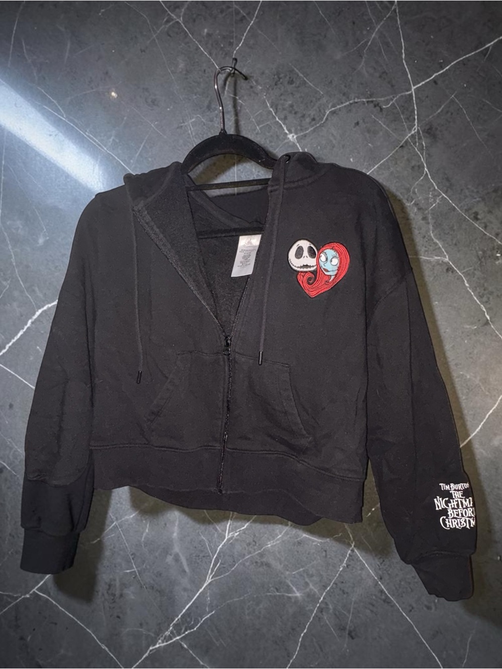 The Nightmare Before Christmas Kids Black Zip-Up Hoodie Halloween Spooky Season